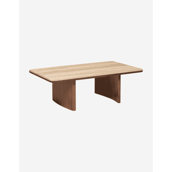 MESA BAJA DE MADERA TRAVERTINO 120X70CM