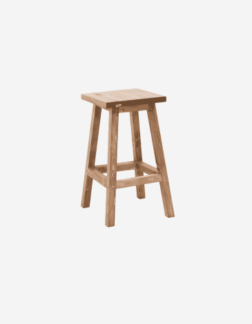 TABURETE ALTO DE MADERA MACIZA TONO ROBLE OSCURO 7