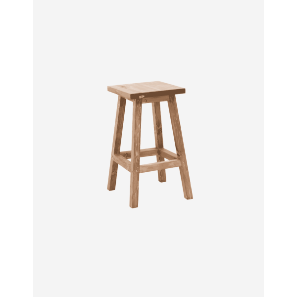 TABURETE ALTO DE MADERA MACIZA TONO ROBLE OSCURO 7