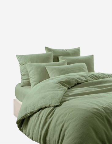 SÁBANA BAJERA AJUSTABLE LERIA COLOR VERDE, DE LINO