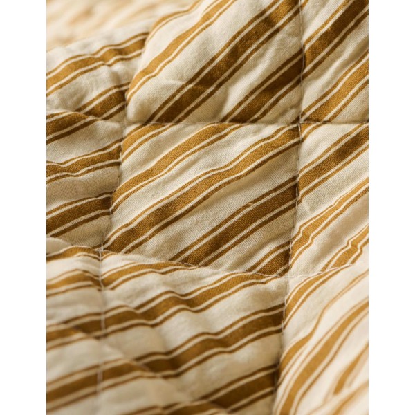 COLCHA 130X180 COLOR ARENA C/ RAYAS OCRE