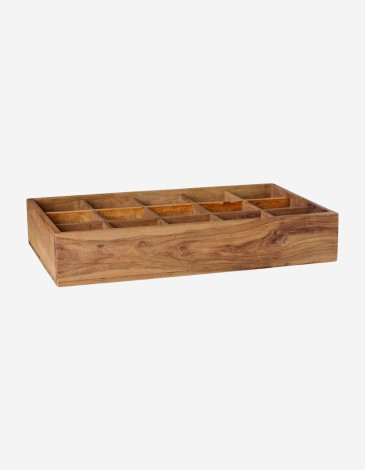 CAJA DE MADERA C/15 COMPARTIMENTOS 35X10X56,5 CM