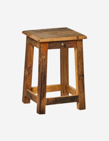 TABURETE DE MADERA CON CAJÓN PEQUEÑO 30X45X30