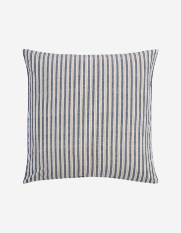 COJÍN ELLY 60X60CM C/RAYAS AZULES Y MARRO