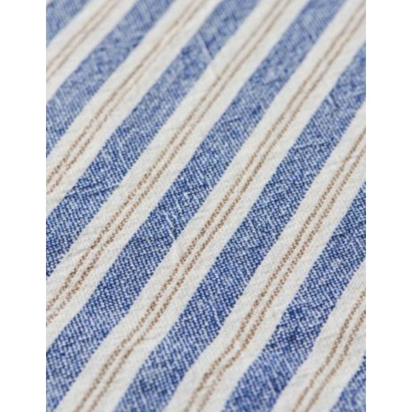 COJÍN ELLY 60X60CM C/RAYAS AZULES Y MARRO