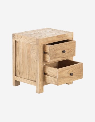 MESITA NATURAL MADERA MINDI DORMITORIO 45X35X50 CM
