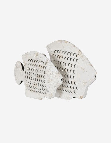 FIGURA PEZ BLANCO ROZADO METAL 48.5X5X40 CM
